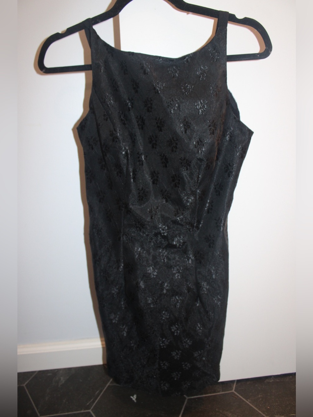Vintage Y2K A-List by Wrapper Black Floral Jacquard Sheath Dress Size 3